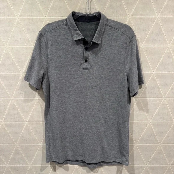 Lululemon Evolution Short Sleeve Polo Heathered Black Size M